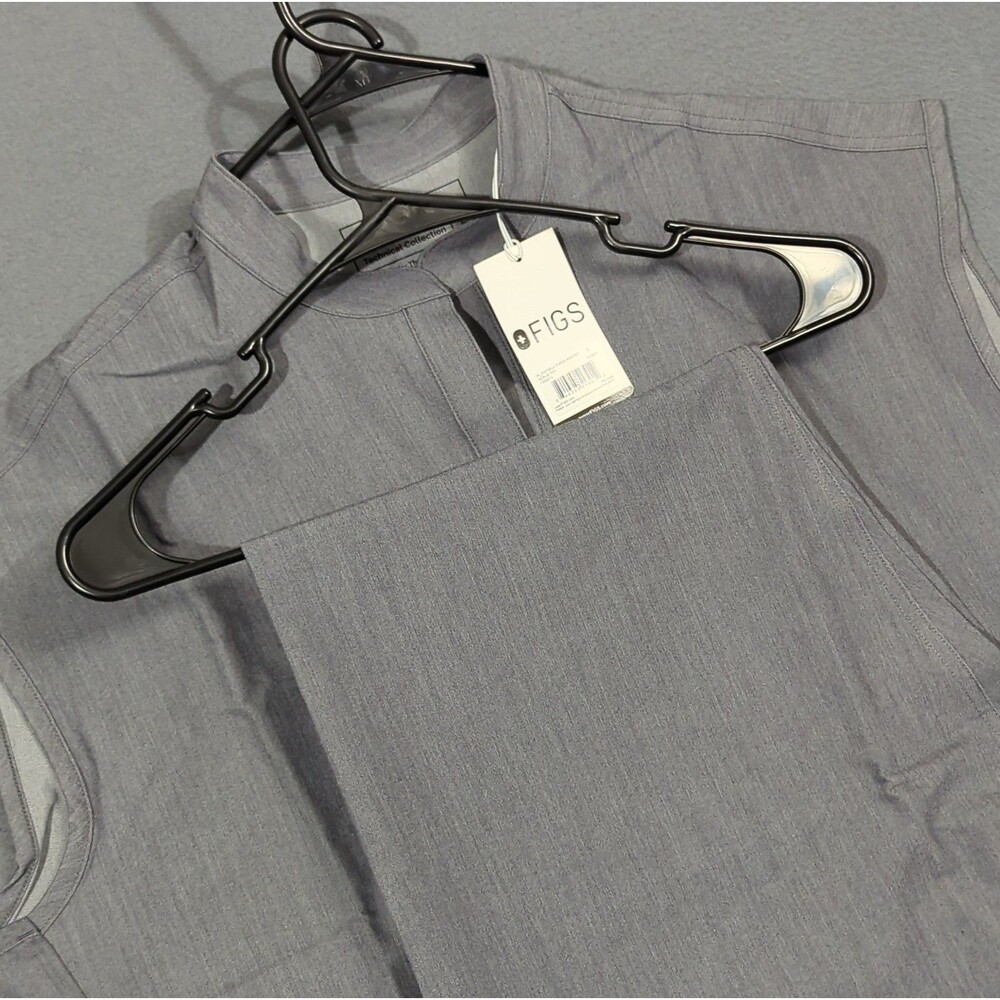 Figs Scrub Set Women's L Gray Rafaela Oversized Scrub Top Livingston Scrub Pant